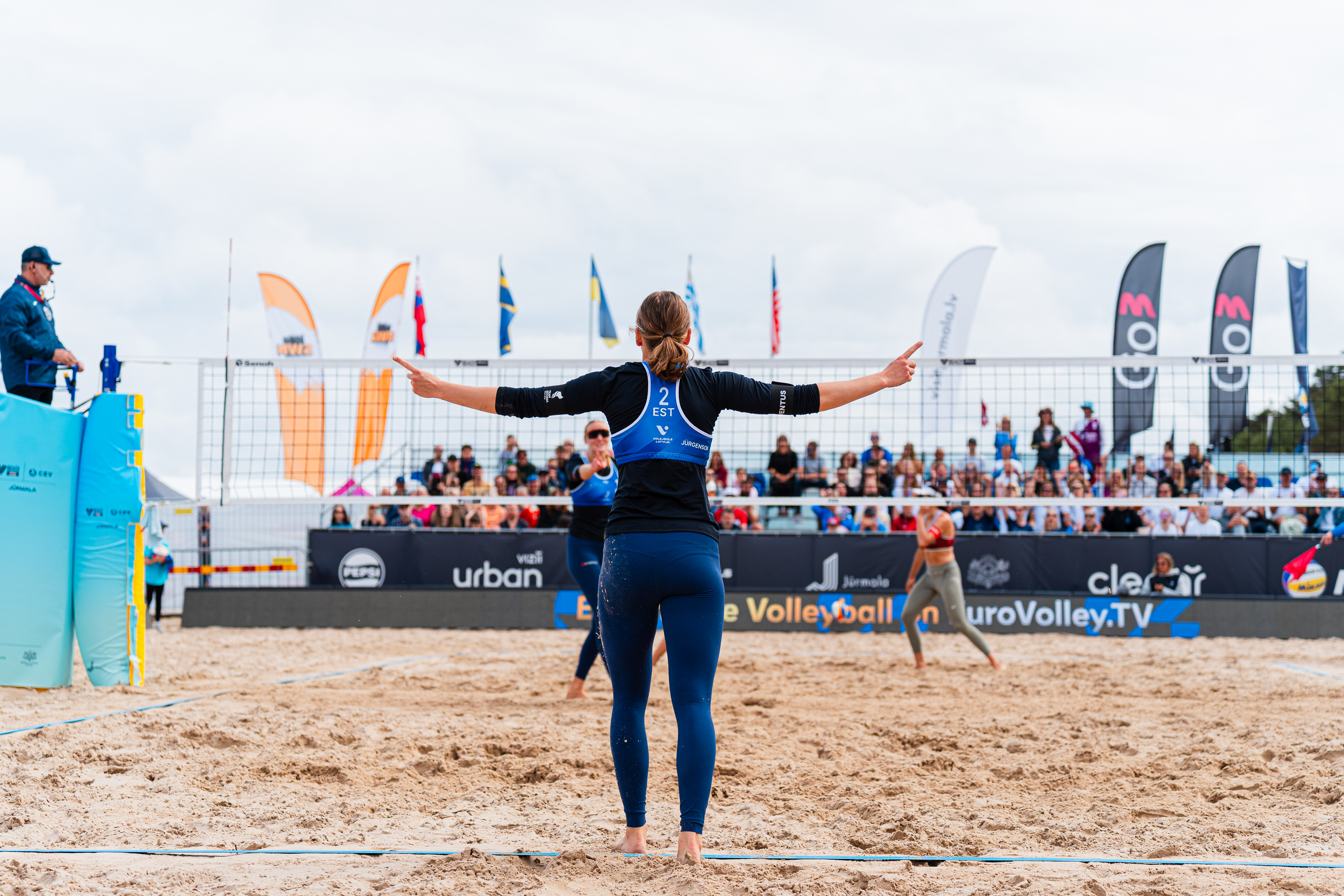 Beach volleyball players